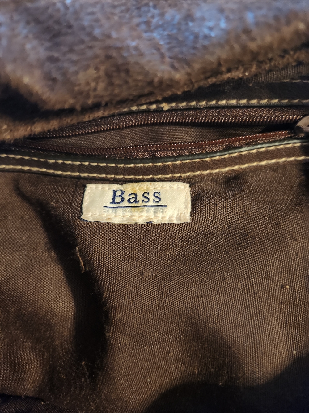 Bass Brown Suede Shoulder Bag with Leather Straps - Picture 7 of 8